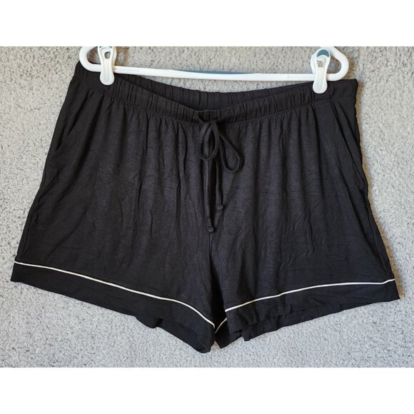 NEW Auden Women's 2-Piece Cloud Knit Pajama Button Top/Shorts Set Black Size XXL - Picture 15 of 16